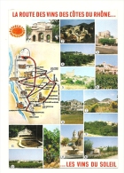 Cp, Carte Géographique, La Route Des Vins Des Côtes Du Rhône, Voyagée 1991 - Landkarten