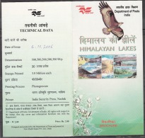 INDIA, 2006, Himalayan Lakes,Setenant Set 5 V, Tourism, Folder, Brochure - Lettres & Documents