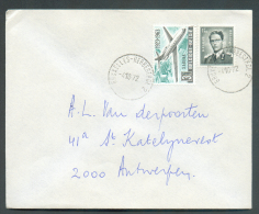 Lettre Affranchissement Mixte Dont Baudouin Marchand à 4Fr50. Obl. Sc Ambulant BRUXELLES-HERBESTHAL 2 Du 3-10-1972 Vers - Ambulanti