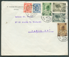 Affranchissement JOSEPHINE-CHARLOTTE Obl. Sc UCCLE Sur Lettre Du 15-4-1938 Vers Paris - 9308 - Cartas & Documentos