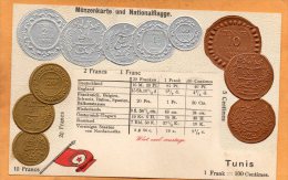 Tunisia Tunis Coins & Flag Patriotic 1900 Postcard - Monnaies (représentations)