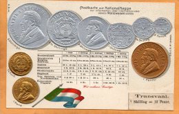 Transvaal Coins & Flag Patriotic 1900 Postcard - Monedas (representaciones)