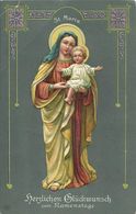 AK Namenstag Glückwunsch St. Maria & Jesus Prägedruck Color ~1905/10 #17 - Maagd Maria En Madonnas