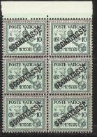 VATICANO VATICAN VATIKAN 1931 TASSE TAXES SEGNATASSE SOPRASTAMPATO OVERPRINTED CENT. 10 MNH BLOCK BLOCCO 6 BEN CENTRATO - Taxes