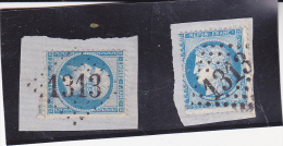 TIMBRES N ° 22 ET 60 SUR FRAGMENT -OBLITERATION GROS CHIFFRES 1313 -DOLE - Other & Unclassified