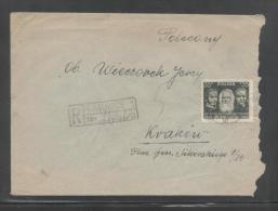 POLAND 1949 REGISTERED COVER KATOWICE 1 TO KRAKOW TIED WITH 35ZL COMMUNISTS - Briefe U. Dokumente