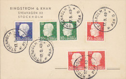 Sweden RINGSTRÖM & KHAN, STOCKHOLM Pak D. 1949 Card Karte 90th Birthday King Gustaf V. (2 Scans) - Briefe U. Dokumente