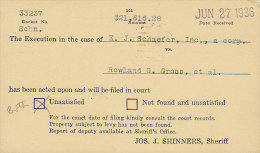 United States Private Postal Stationery Ganzsache Entier JOS. J. SHINNERS Sheriff, MILWAUKEE 1935 (2 Scans) - 1921-40