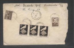 POLAND 1950 REGISTERED LETTER MIXED FRANKING KROSCIENKO NAD DUNAJCEM TO KRYNICA 15ZL DOVE X3 5 ZL BIERUT 5 ZL REBUILDING - Cartas & Documentos