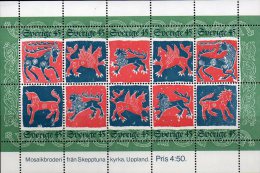 Weihnachten 1974 Schweden Block 6 ** 10€ Stickerei Volkskunst Tiere Uppland Hoja M/s Christmas Bloc Art Sheet Of Sverige - Blokken & Velletjes