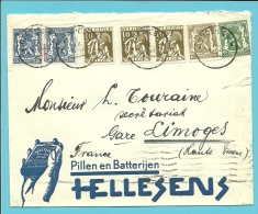 337+420+425+426 Op Geillustreerde (Pillen En Batterijen HELLESENS) Brief Met Stempel OUDE-GOD Naar LIMOGES (France) - 1932 Ceres And Mercurius