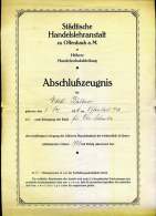 1928 Abschlußszeugnis Von Städtische Handelslehranstalt Offenbach  -  Höhere Handelsschulabteilung - Diplome Und Schulzeugnisse