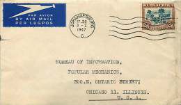 1947  Airmail Letter To The USA  2/6 Suidafrca SG 49 Single - Briefe U. Dokumente