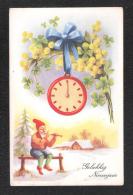 Gelukkig Nieuwjaar -   Gnome Clock Flowers - Anno Nuovo
