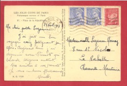 N°Y&T 514+407X2  CAD FLIER DEPART  PARIS  Vers  LA ROCHELLE Le  25  XXXXXX1943 (2 SCANS) - Briefe U. Dokumente