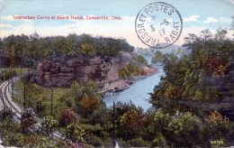 Interurban Curve  At Black Hand, Zanesville, Ohio. 1917 - Zanesville