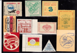 LOT DE 11 VIGNETTES EXPO PHILATELIQUE -PAYS DIVERS--1933 A 1963 -TB - Erinnofilia