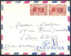 LETTRE Cachet A.O.F.  COTONOU Dahomey Le 29 3 1958   Affranchie Avec 1 BANDE De 2 Timbres  PAR AVION   Pour  LE HAVRE - Briefe U. Dokumente