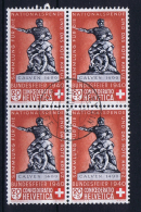 Switserland: 1940, Mi 366 A Braunlich Rot  Used In 4 Block - Gebruikt