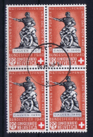 Switserland: 1940, Mi 366 A Braunlich Rot  Used In 4 Block - Used Stamps