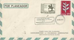 ARGENTINA 1961 - COVER PRIMER VUELO EN PLANEADOR (GLIDER POST) B.AIRES-LA PLATA - XVI SEMANA AERONAUTICA ASS.FILATELICA - Brieven En Documenten