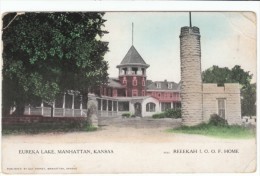 Manhattan KS Kansas, Eureka Lake Reeekah IOOF HOme, C1900s/10s Vintage Postcard - Manhattan