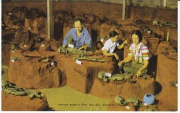 Salina KS Kansas, Indian Burial Ground Excavation, Archaeology, C1940s Vintage Linen Postcard - Salina