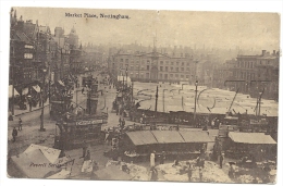 Nottingham  (Royaume-Uni, Notinghamshire) : The Market And A Tramway On The Market Place En 1910 (animé). - Autres & Non Classés