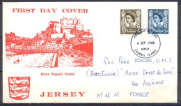 Lettre FDC  Cachet JERSEY  Pour VEZELISE  Le 4 SEPT 1968  AFFRANCHIE  Avec   2 Timbres  JERSEY - 1952-71 Ediciones Pre-Decimales