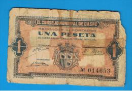 BILLETE LOCAL - CASPE 1 Peseta - Other & Unclassified