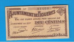 BILLETE LOCAL - FUGUERES 10 Centimos 1937 - Other & Unclassified