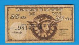 BILLETE LOCAL - VIC 25 Centimos 1937 - Other & Unclassified