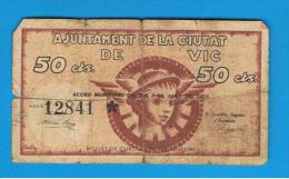 BILLETE LOCAL - VIC 50 Centimos 1937 - Other & Unclassified
