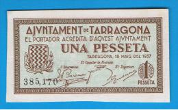 BILLETE LOCAL -  TARRAGONA 1 Peseta 1937 - Otros & Sin Clasificación