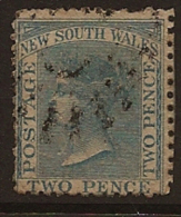 NSW 1862 2d Dull Blue P 13 SG 190 U RM32 - Used Stamps