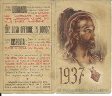 CAL014 - CALENDARIETTO 1937 - PIA OPERA DEL SIGNORE DI GESU´ IN ROMA - Kleinformat : 1921-40