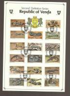 Venda - 1986 - Second Definitive - Reptiles (Snakes And Lizards) - First Day Folder - Venda