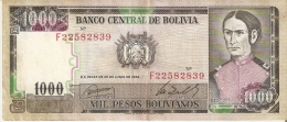 BILLETE DE BOLIVIA DE 1000 PESOS BOLIVIANOS DEL AÑO 1982 (BANKNOTE) - Bolivie