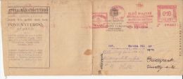 AMOUNT 10, INSURANCE COMPANY METERMARK, BUDAPEST, MACHINE STAMPS ON INSURANCE RECEIPT, 1931, HUNGARY - Lettres & Documents