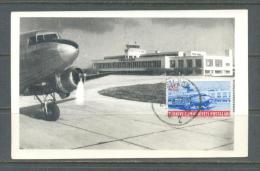 1954 TURKEY AIRMAIL YESILKOY AIRPORT AIRPLANE MAXIMUM CARD - Cartes-maximum