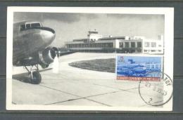 1954 TURKEY AIRMAIL YESILKOY AIRPORT AIRPLANE MAXIMUM CARD - Cartes-maximum