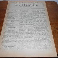 La Semaine Des Constructeurs. N°30. 22 Janvier 1887. Un Intérieur Américain. Restauration Du Bassin Neptune à Versailles - Revistas - Antes 1900