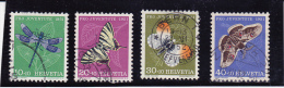 SUISSE  N° 513 A 516 OBLITERES - PAPILLONS-PRO JUVENTUTE - Usados