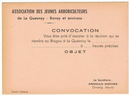 LE QUESNOY - BAVAY - ONNAING - Association Des Jeunes Arboriculteurs -  Carte Convocation Reunion (Arnould Mochez) - Le Quesnoy