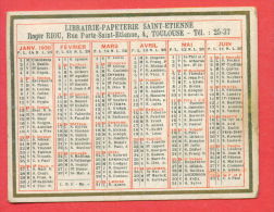 K814 / 1930 Librairie Papeterie Saint Etienne - Toulouse  - Calendar Calendrier Kalender  - France Frankreich Francia - Small : 1921-40