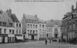 62  SAINT POL SUR TERNOISE   PAS DE CALAIS  -  PLACE  PALAIS  JUSTICE  TRIBUNAL  MOTOS -   CPA   N/B  9x14  TBE - Saint Pol Sur Ternoise