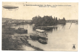 Le Pecq(78) :Le Passage Du Dirigeable "Clément Bayard" Au Desus De L'embarcadère Du Bateau De Liais Env 1910 (animé) PF. - Le Pecq