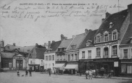 62  SAINT POL SUR TERNOISE   PAS DE CALAIS  -  PLACE  MARCHE  GRAINS  Commerce  Grains Olivier  -   CPA   N/B  9x14  BE - Saint Pol Sur Ternoise