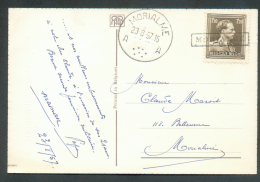 1Fr.20 Léopold III Col Ouvert, Annulé Par La Griffe D´origine De MORIALME S/C.P. + (à Côté) Sc Càd De MORIALME Le 23-8-1 - Linear Postmarks