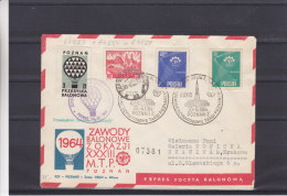 Montgolfières - Pologne - Lettre De 1964  - Vol Par Ballon - Avec Vignette - Storia Postale